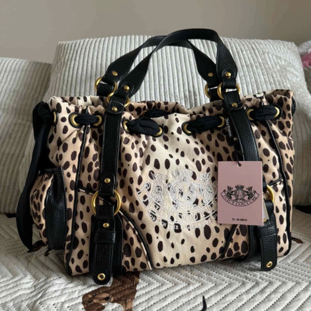 Juicy Couture daydreamer bag cheetah leopard UK Scottie dog twig dog 2000s Y2K